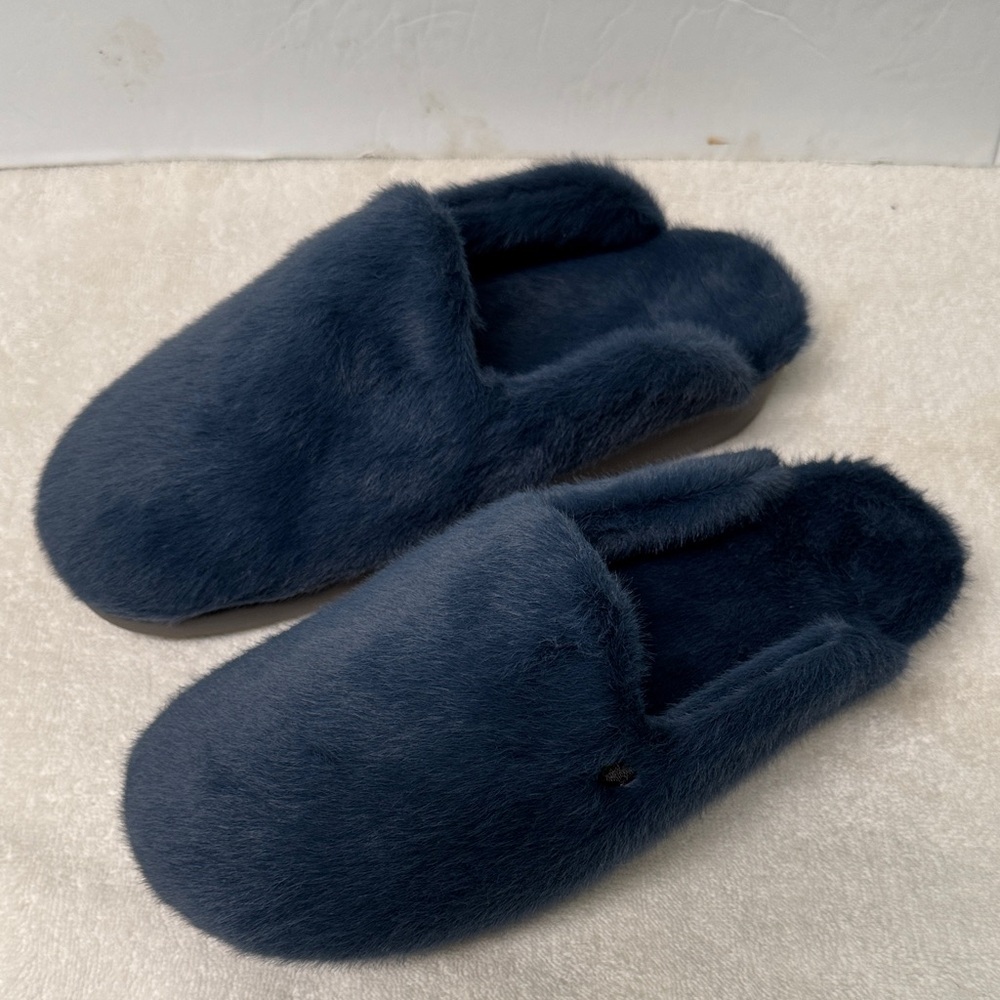 Alegria Leisurelee Cozy Teal Blue Fuzzy Slippers Size 39 or 9